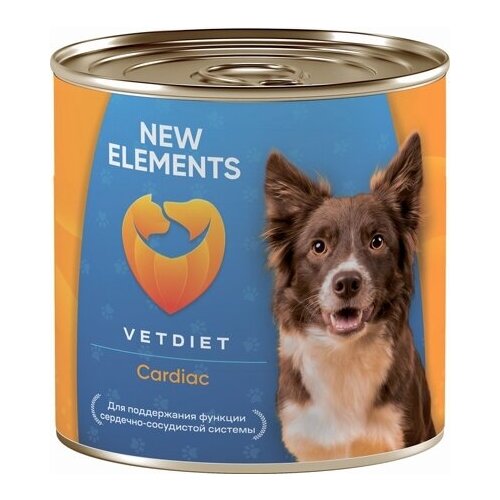 Нью Элементс 70819 Cardiac консервы для собак для поддержания функции сердечно-сосудистой системы паштет из Морской рыбы 340г