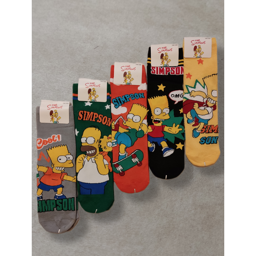 Носки , 5 пар, размер 36-41, красный, желтый, зеленый, оранжевый, черный, белый носки женские с рисунком принтом симпсоны