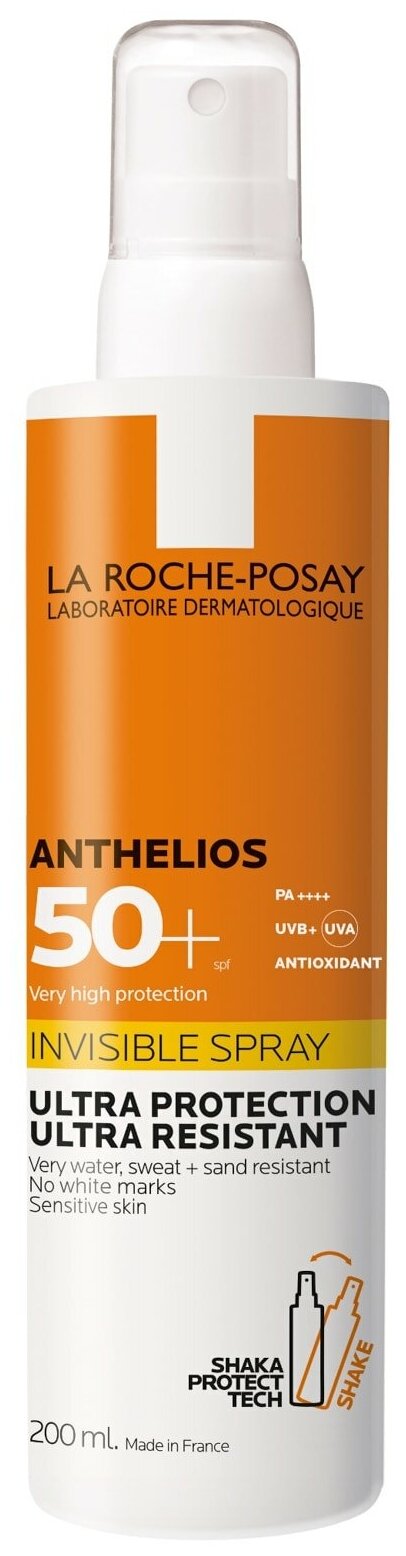 Солнцезащитный спрей La Roche-Posay Anthelios Spray Invisible, для чувствительной кожи тела и лица, SPF 50+, 200 мл - фото №1
