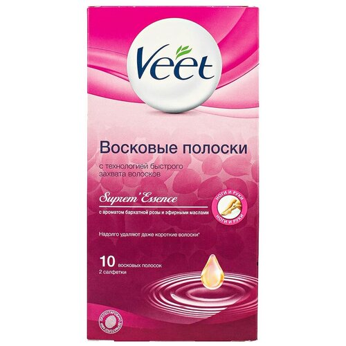 Veet Восковые полоски Suprem'Essence c ароматом бархатной розы и эфирными маслами 10 шт.