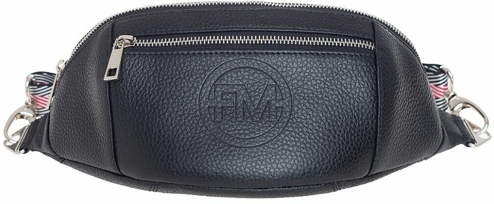 фото Сумка женская на пояс, через плечо, поясная, из натуральной кожи, черная, небольшая, легкая, на прогулку, на каждый день, Franchesco Mariscotti