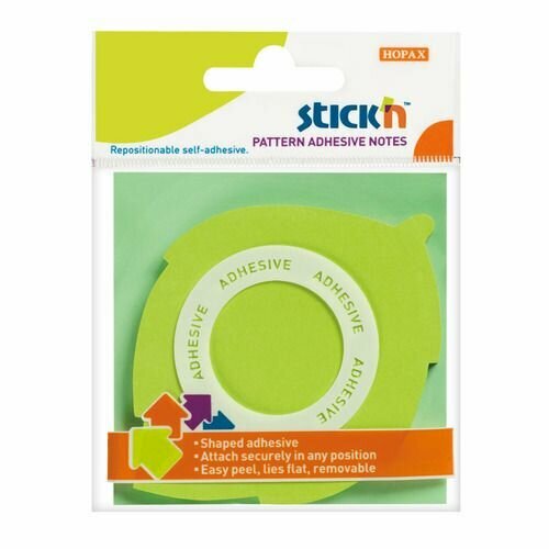 Блок самоклеящийся бумажный STICK`N 21543, 70x70, 50 л, неон, зеленый, вырубной