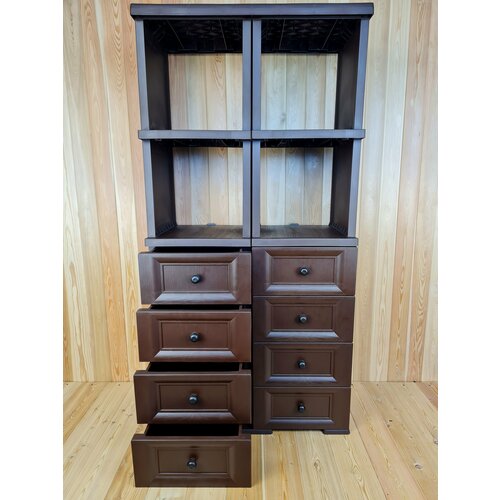 Комод пластиковый УЮТ усиленный 8 сплошных ящиков этажерка Цвет Коричневый с этажеркой 4 секции 22800₽