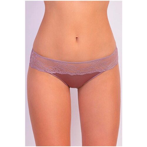 фото Milavitsa трусы брифы средней посадки с кружевом classic elegant, размер 102, кофейный десерт