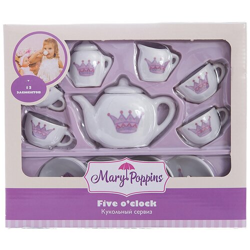 Купить Игровой набор MARY POPPINS 453013 фарфоровой посуды Корона, белый/фиолетовый