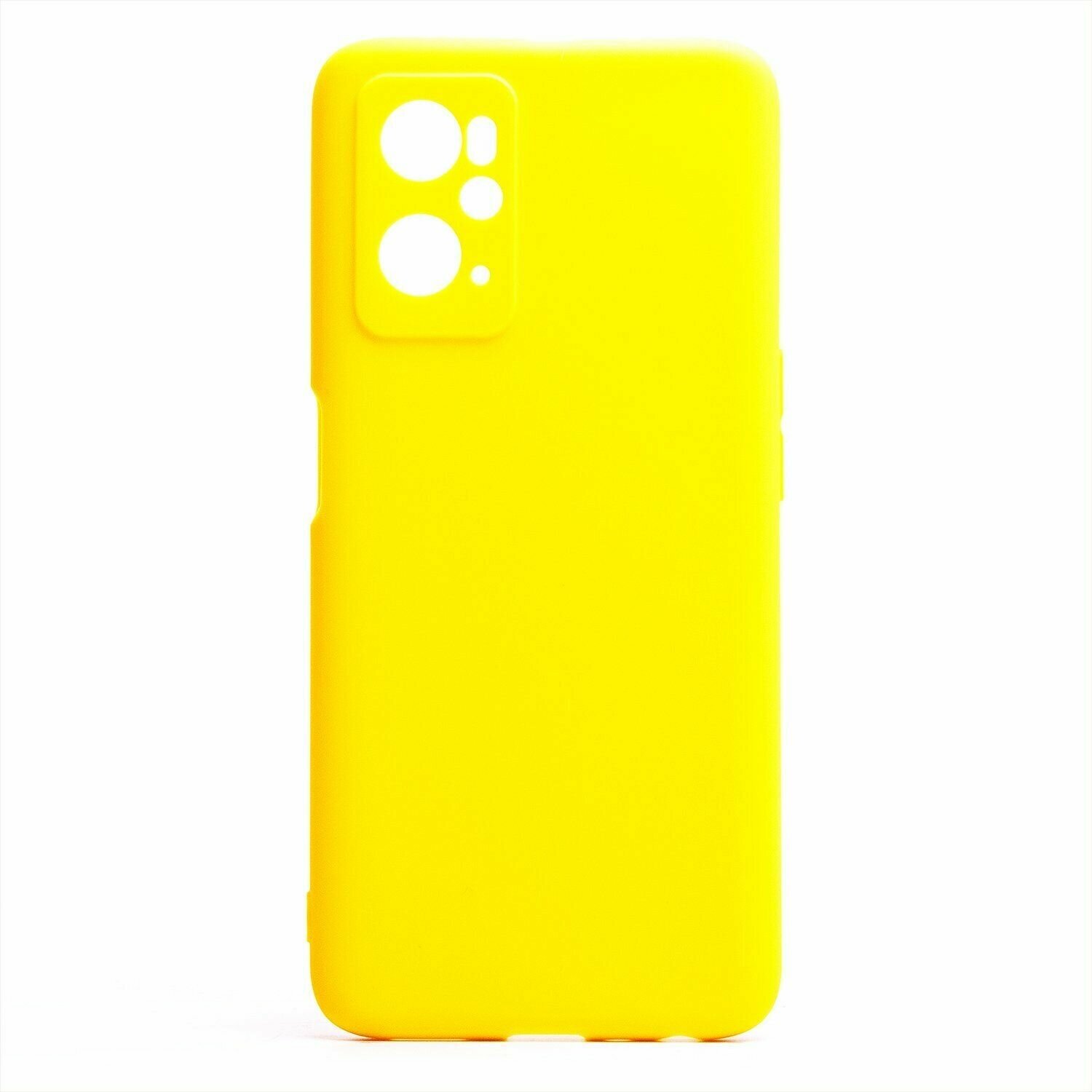 Однотонный силиконовый чехол на Realme 9i / накладка с защитой камеры желтый