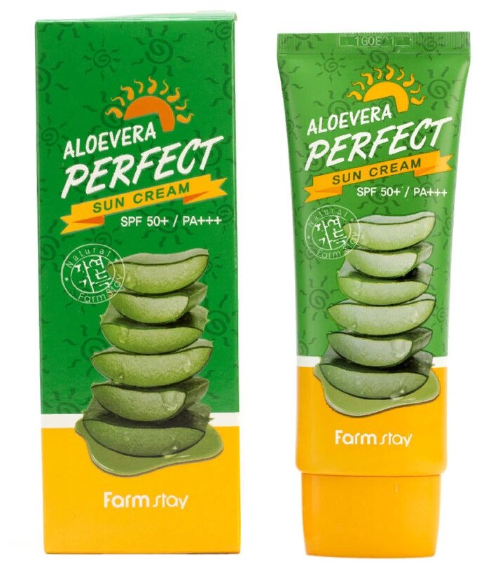 FarmStay Aloevera Perfect Sun Cream SPF50+/PA+++ Солнцезащитный крем для лица, 70 гр