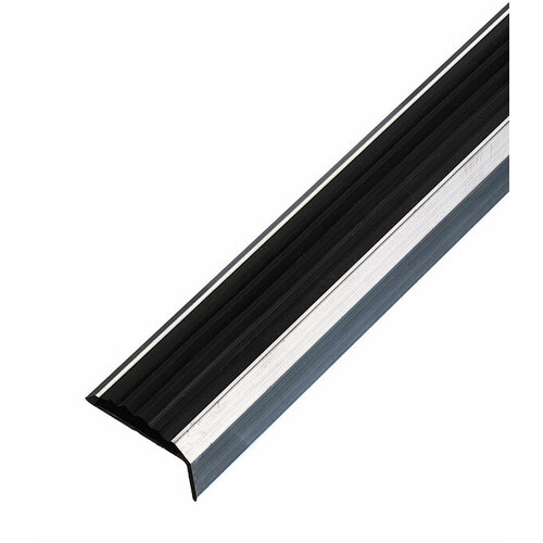 Порог алюминиевый угловой наружный 37,5х23х1800 мм без покрытия с резиновой вставкой порог алюминиевый противоскользящий с резиновой вставкой без отверстий 32 мм
