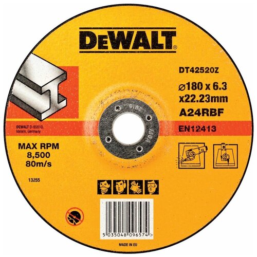 Шлифовальный абразивный диск DeWALT DT42520Z, 1 шт. обдирочный круг металл 230х6мм