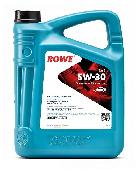 Синтетическое моторное масло ROWE Hightec Synt Asia SAE 5W-30