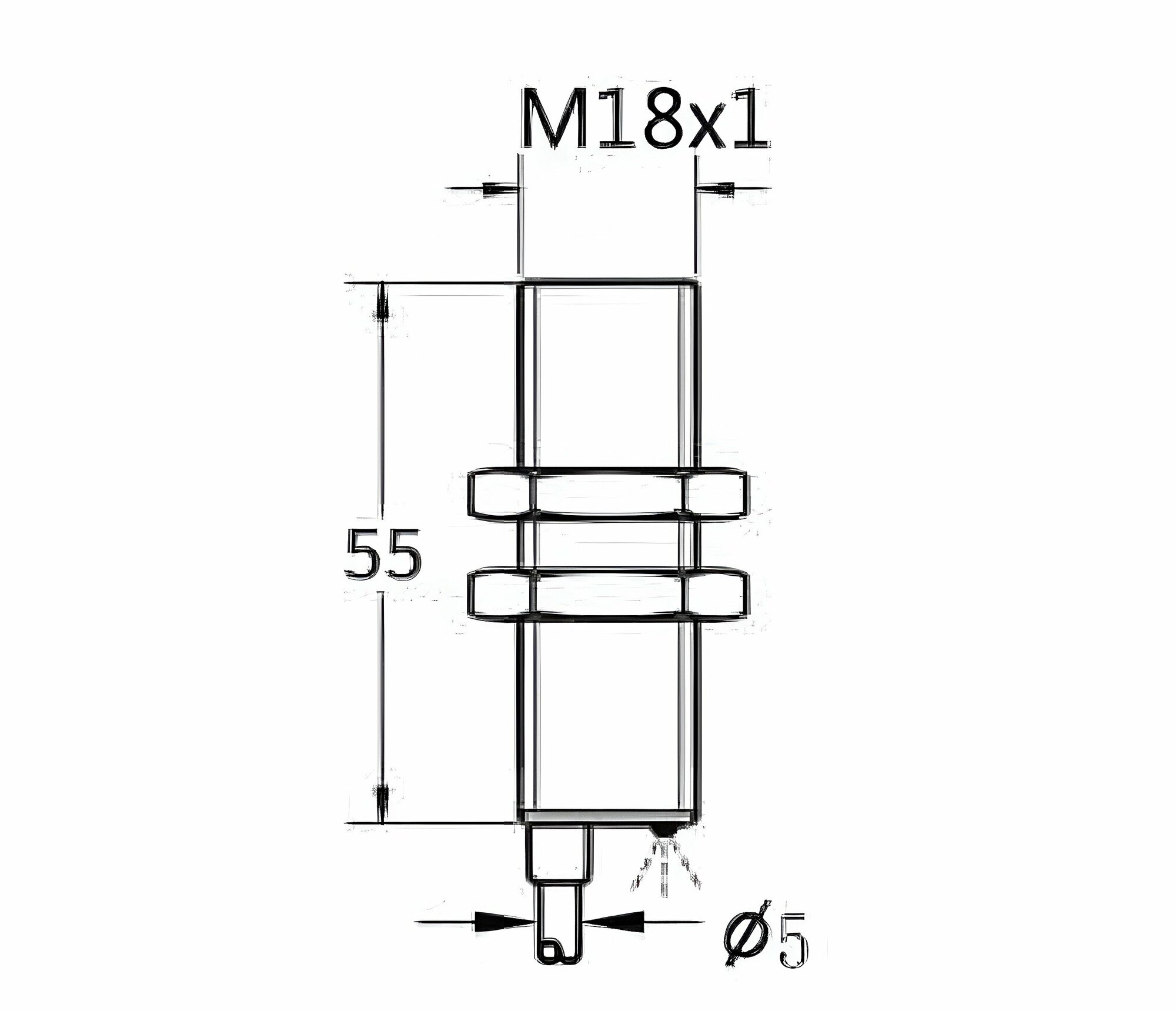 Индуктивный датчик Prompower KJ118-D08NA-D355-LY латунь заподлицо М18 8 NPN-НО кабель 2 метра