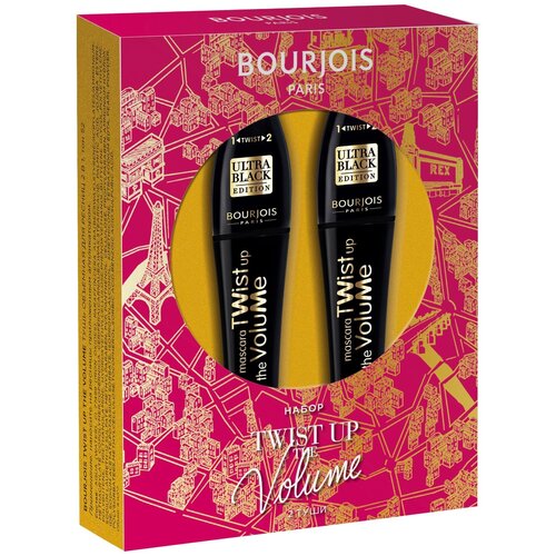 Bourjois Набор туши для ресниц Twist Up The Volume, 2 шт., 52 ultra black, 2 шт. тушь для ресниц máscara twist up the volume bourjois brown