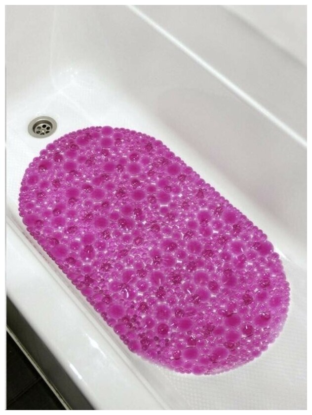 Коврик для ванной / Коврик противоскользящий на присосках в ванную Капельки ярко-розовый