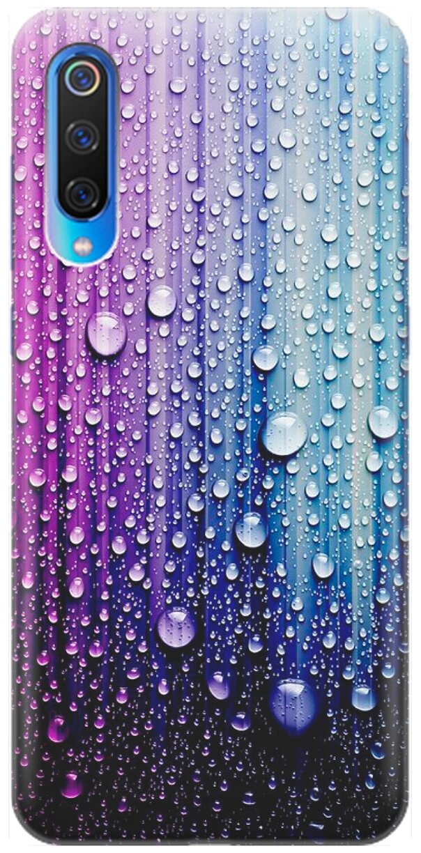 Ультратонкий силиконовый чехол-накладка для Xiaomi Mi 9 с принтом "Капли на голубом"