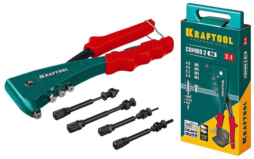 фото Заклепочник Kraftool классический в кейсе Combo2-M6 31180