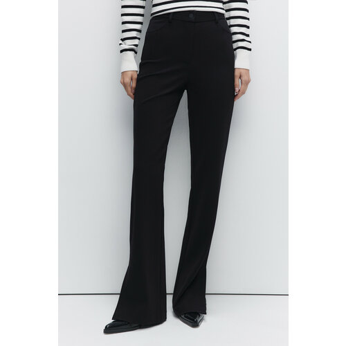 брюки женские высокая талия клеш черный размер 46 экокожа Брюки клеш Befree, размер L/170, черный