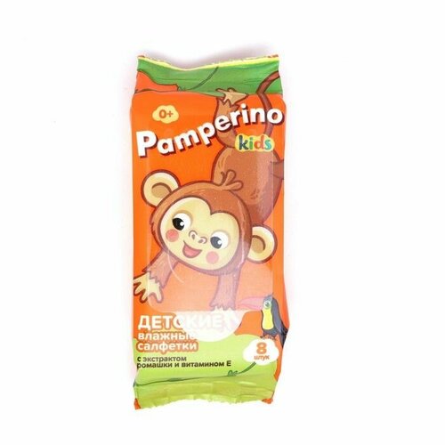 фото Влажные салфетки pamperino kids детские с ромашкой и витамином е mix, 8 шт 1 упаковка