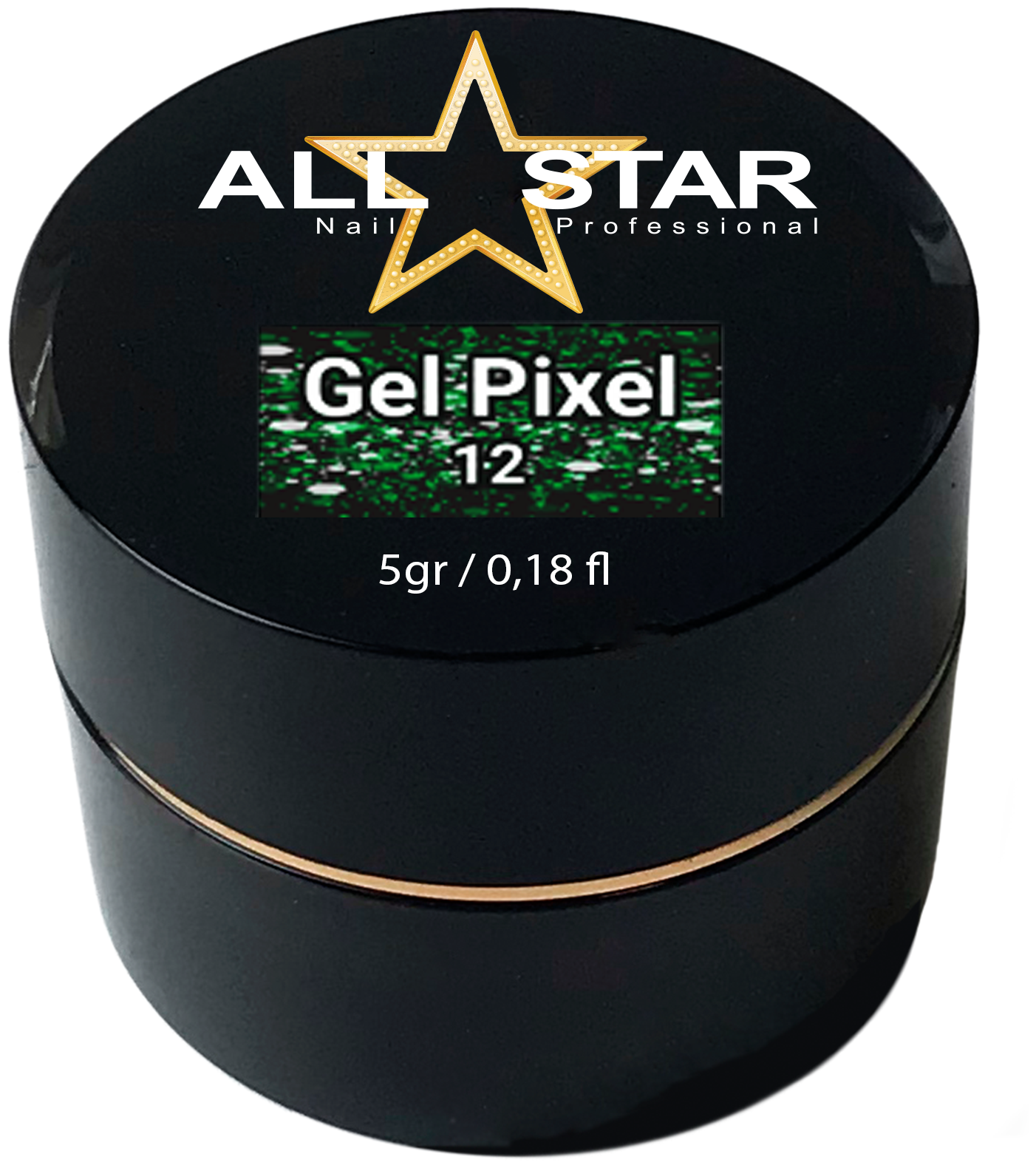 Глиттер-гель Gel Pixel All Star №12 (Зелёный хамелеон), 5 г