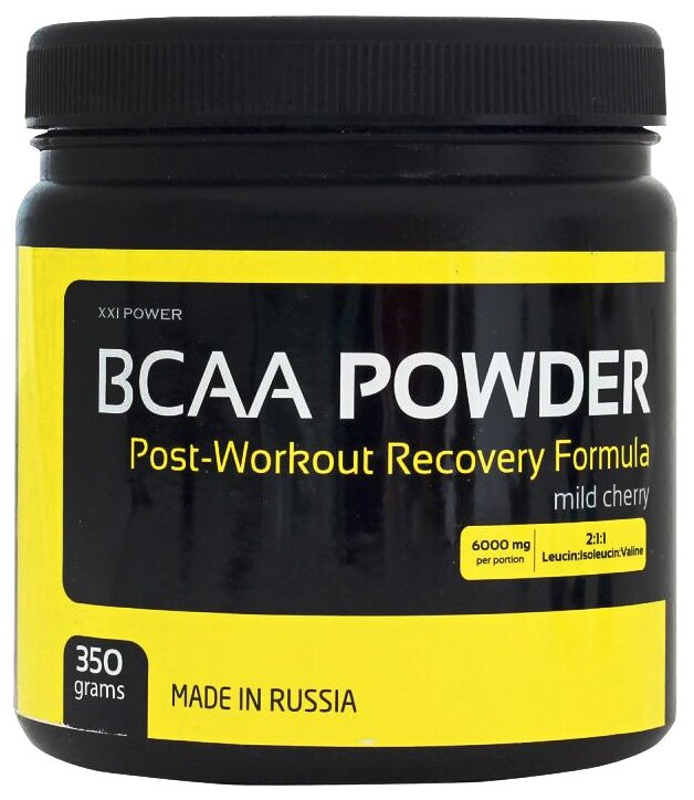 Аминокислоты XXI, BCAA powder 2:1:1, порошок 350г (Вишня) / Спорт питание БЦАА / Для мужчин и женщин, похудения и набора мышечной массы