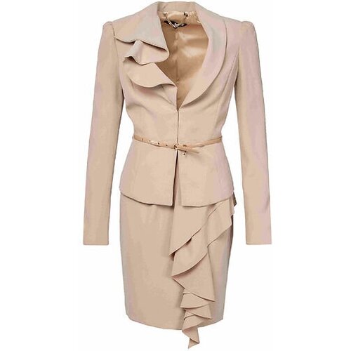 фото Костюм celyn b., жакет и юбка, полуприлегающий силуэт, размер 44, бежевый