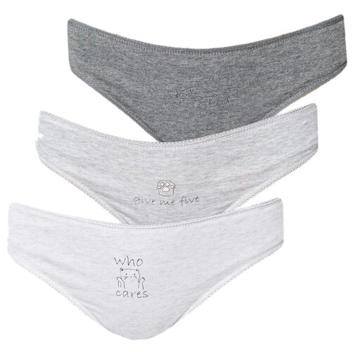 фото Твое набор трусов стринги низкой посадки с принтом, 3 шт., размер s, светло-серый