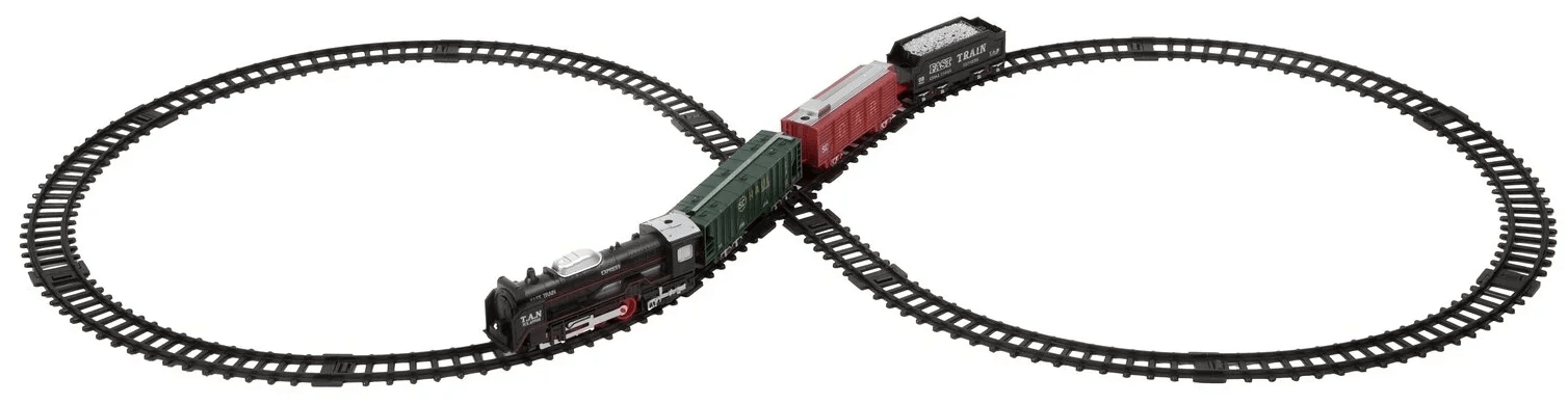 Железная дорога Bondibon "Восточный экспресс", 19 эл, локомотив с тремя вагонами, свет, ВОХ 32,5х24, ВВ4238
