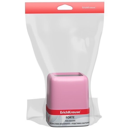 фото Подставка пластиковая для пишущих принадлежностей erichkrause® forte, pastel, розовый с серой вставкой