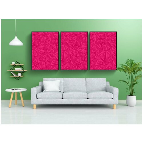 фото Набор модулных постеров для интерьера "аннотация, малиновый цвет, треугольник" 60x90 см. в тубусе, без рамки lotsprints