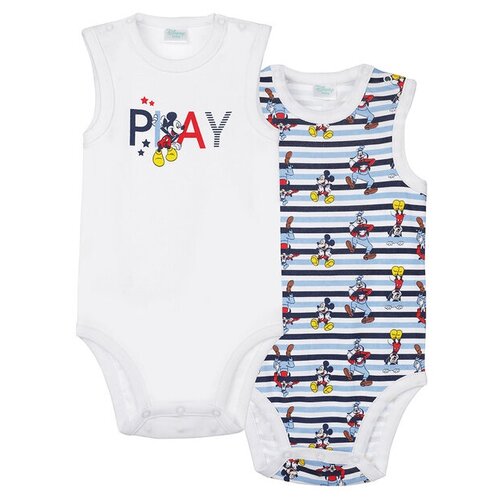 фото Набор боди playtoday (2 шт.) размер 62, белый/голубой/синий