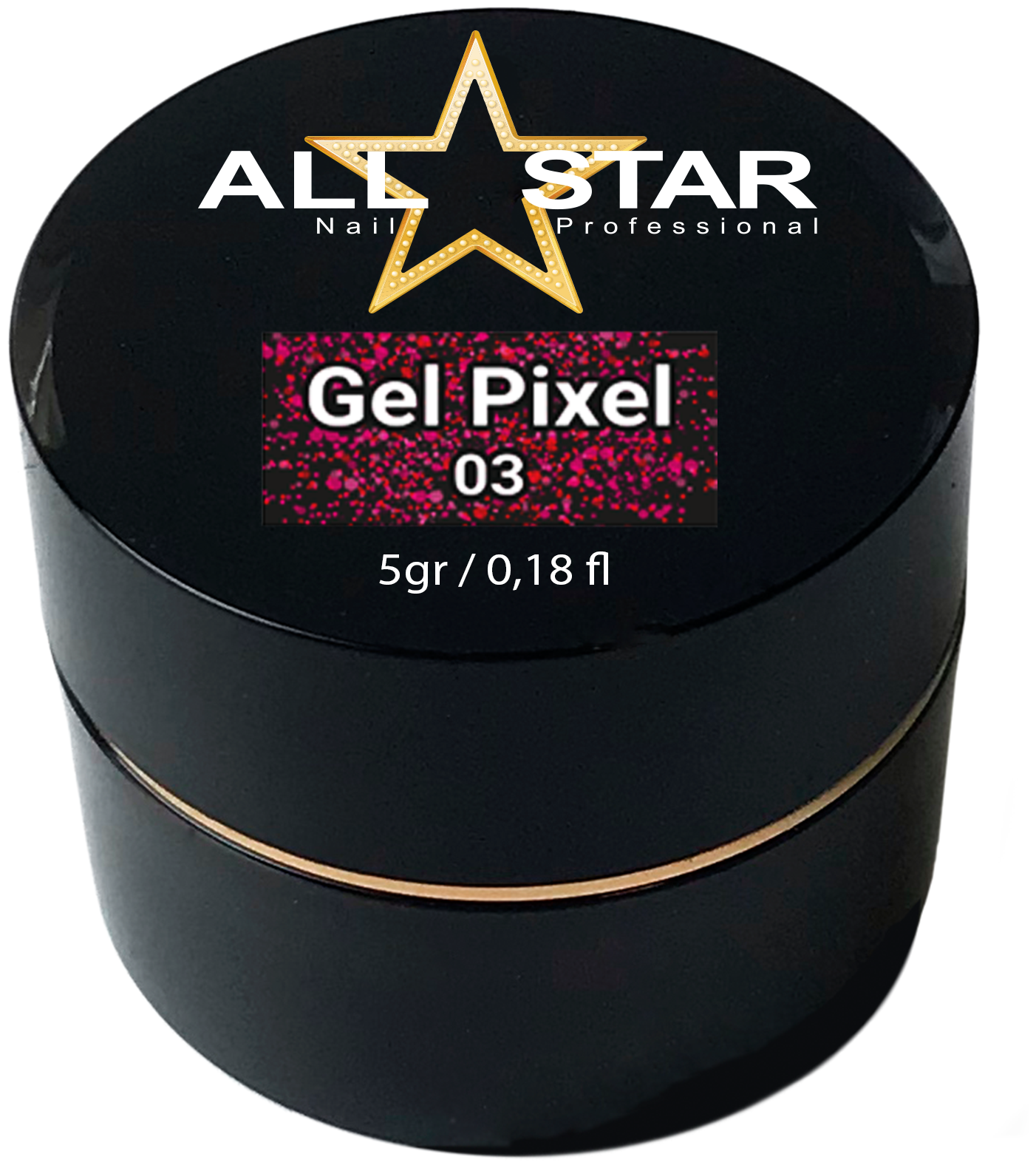 Глиттер-гель Gel Pixel All Star №03 (Красный), 5 г