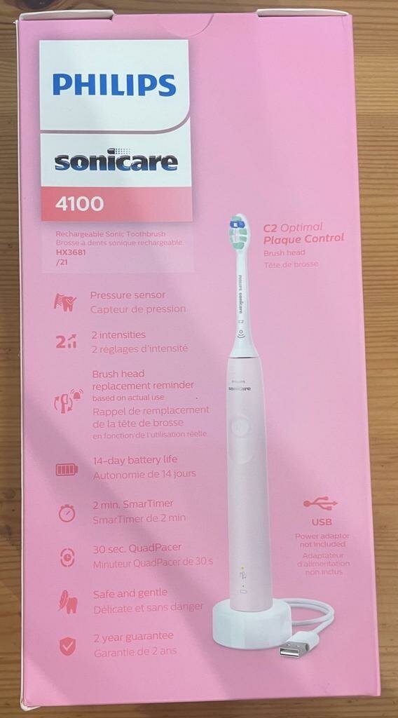 Звуковая зубная щетка Philips Sonicare 4100 series HX3681, rose - фотография № 1