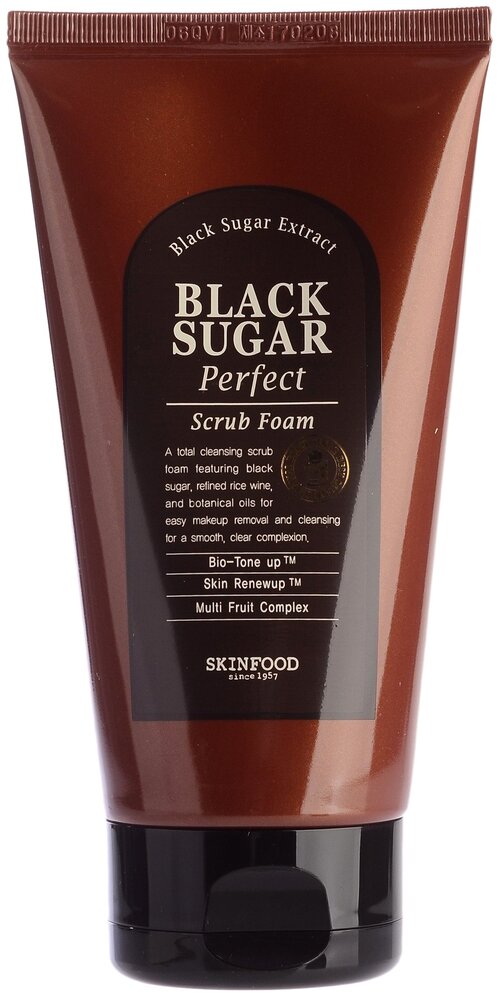 SKINFOOD пенка-скраб для лица Black Sugar Perfect Scrub Foam, 180 мл, 180 г