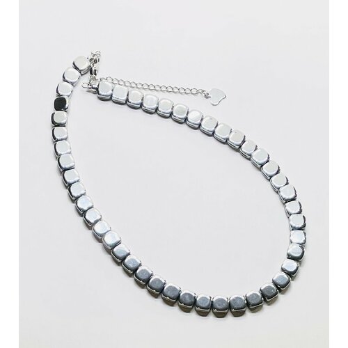 Колье Гематит, гематит, длина 37.5 см, серебряный