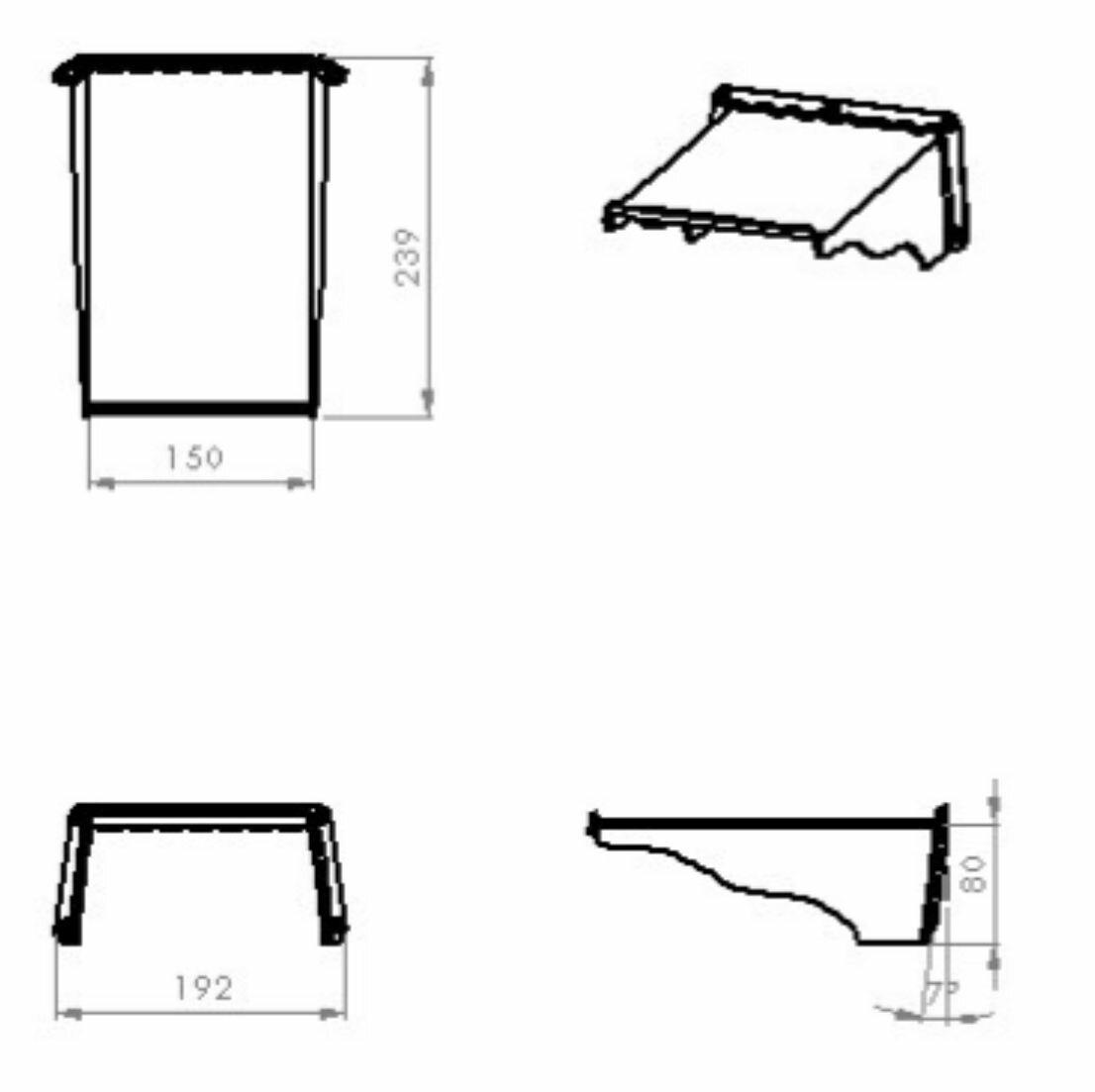 Защитный козырек для камеры видеонаблюдения Ракушка-XXXL 24см 3D-печать HIKVISION HIWATCH DAHUA (черный) защита камеры от дождя, льда, снега, птиц.