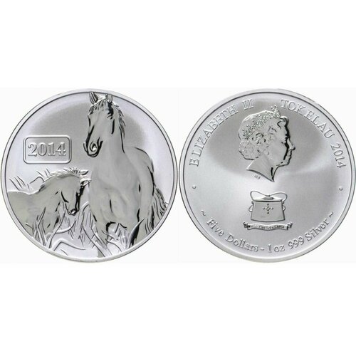 Токелау, 5 долларов 2011 год - год лошади монета 5 долларов 2012 стрекоза токелау