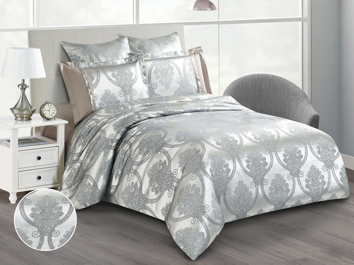 Постельное белье 2 спальное Cleo Satin Jacquard наволочки 50х70 и 70х70