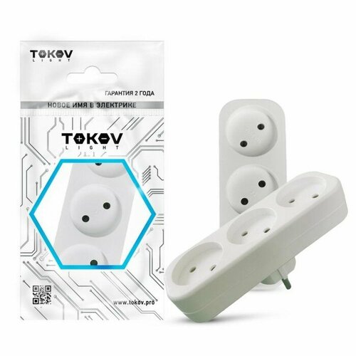 Разветвитель 3-м без заземл 16А 250В IP20 полипропилен бел TOKOV ELECTRIC TKL-S3-C01 486₽