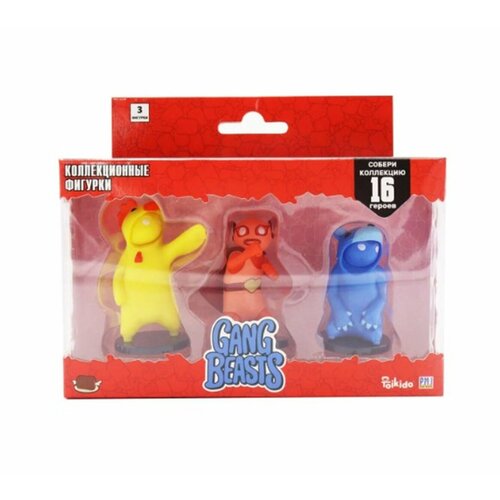 Набор фигурок Gang Beasts в коробке с окном 3 шт красный герой в плаще GB2021-D 1990₽