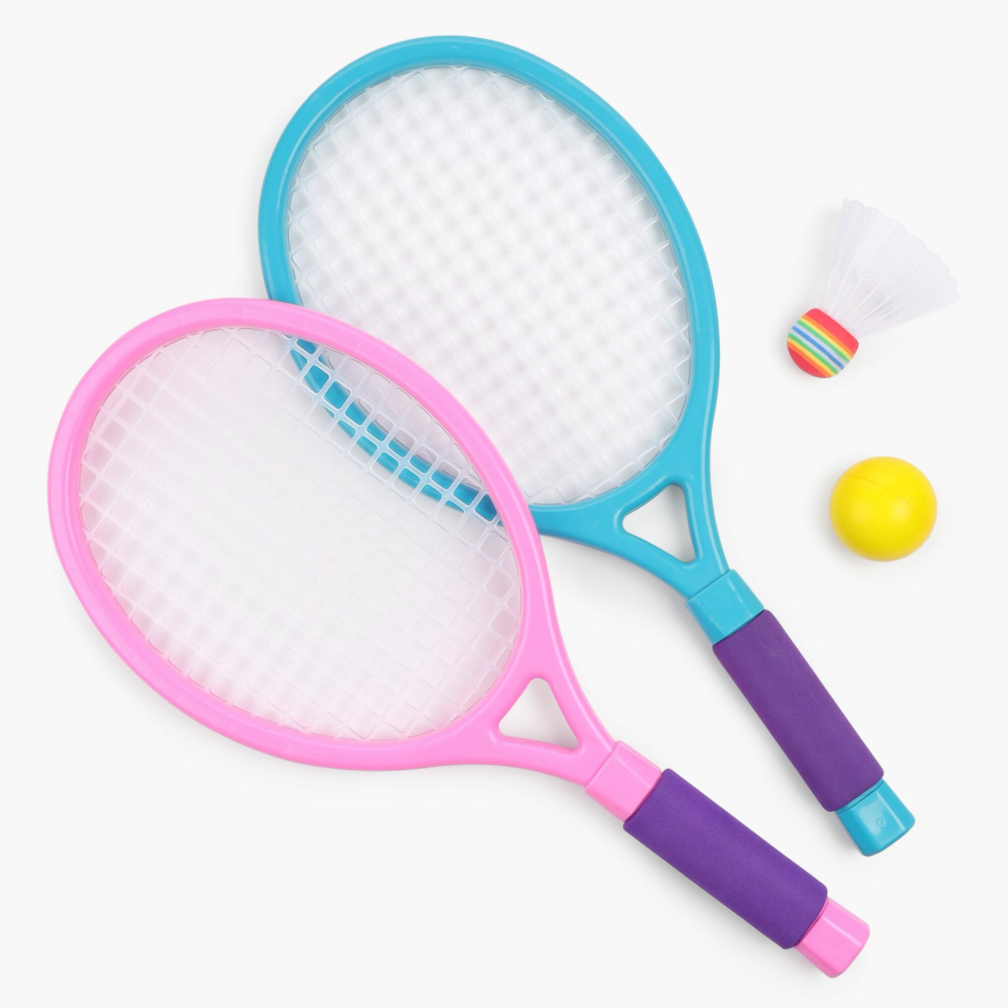 фото Набор игровой, 4 пр, пластик/полиэстер, розовый/бирюзовый, Бадминтон, Game