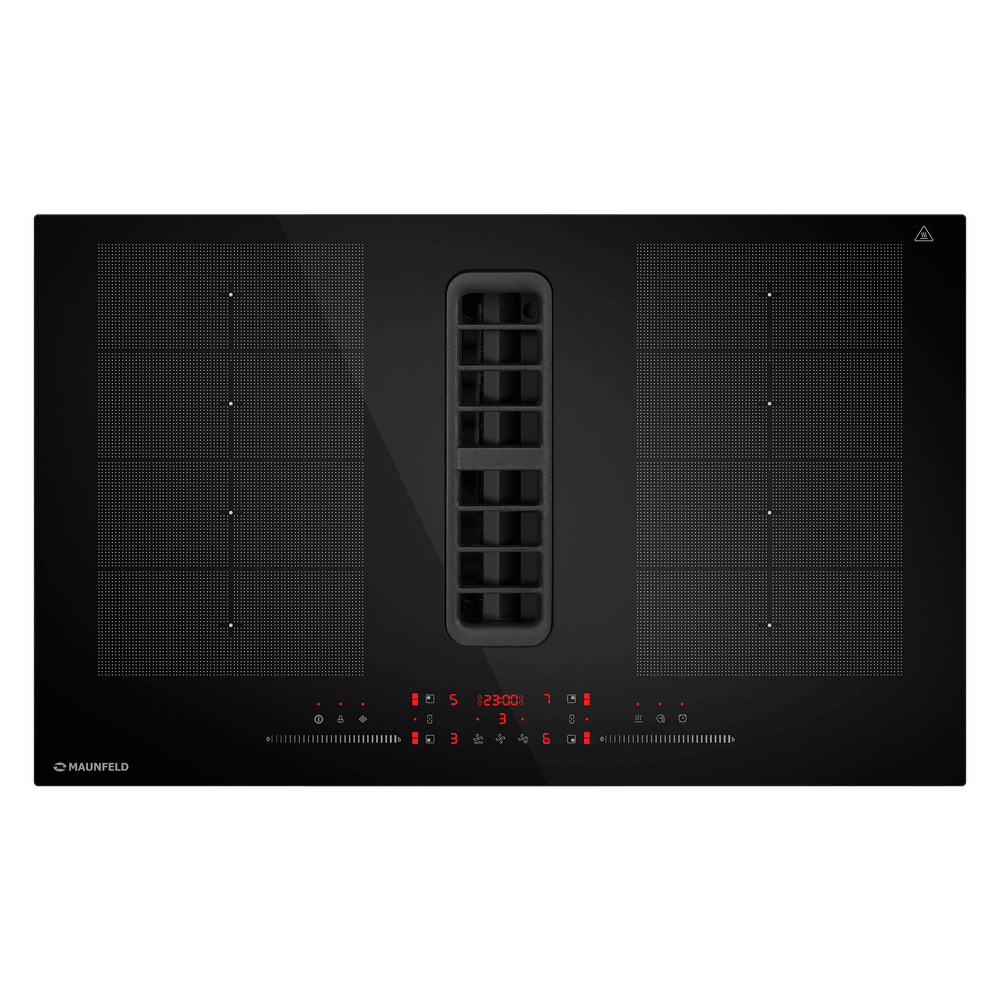 Индукционная варочная панель с интегрированной вытяжкой, объединением зон Bridge Induction MAUNFELD MIHC834SF2BK