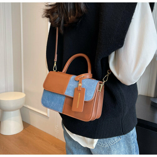 Сумка кросс-боди ECS фактура бархатистая гладкая синий 1600₽