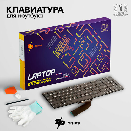 Клавиатура (keyboard) для Asus K52, K53, K54, N50, N51, N52, N53, N60, N61, N70, N71 (ZeepDeep Haptic) Black, гор. Enter 04GN0K1KRU00-1 клавиатура для ноутбука asus k52 k53 k54 k55 n50 n51 n52 n53 n60 n61 n70 n71 n73 n90
