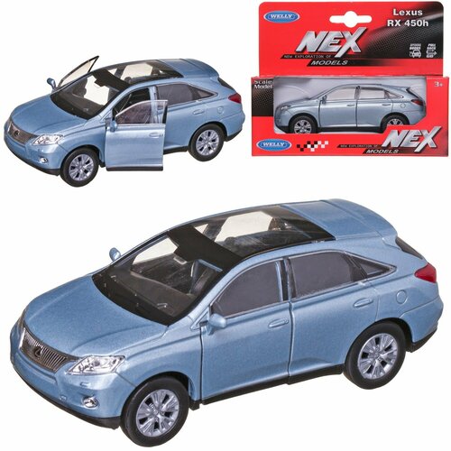Машинка Welly 1:38 LEXUS RX 450h серебристо-голубая 43641W/серебристо-голубая new 1 24 scale lexus lm300 mpv alloy model car toy die cast with sound light pull back toys vehicle kids gifts collection