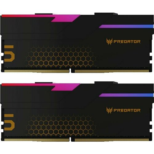 Модуль памяти 32Gb 2x16 Acer Predator Hermes RGB Black DDR5 6400Mhz CL32 32-39-39-102 14V HERMES-32GB-6400-1R8-V2 with Fan 1710000₽