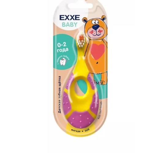 EXXE Baby Детская зубная щетка 0-2 года мишка желто/розовая эксе exxe baby зубная щетка детская мягкая 2 6 лет