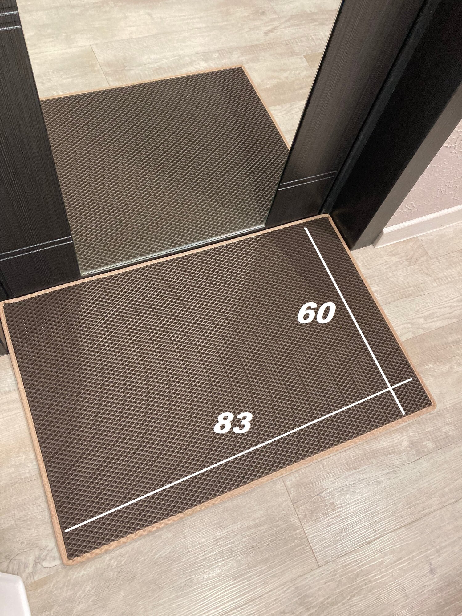 фото Коврик придверный, Ячеистая структура, Контур окантованный, 83х60см. Коричневый