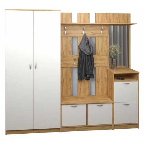 Прихожая Энтри-15 дуб золотистый белый 28730₽