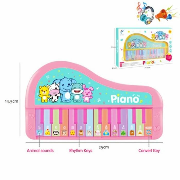 Музыкальный Инструмент Пианино (24 клавиши, звуки животных, мелодии, цвет в ассорт, в коробке, от 3 лет) 200647126, (Shantou City Chenghai District Huada Toys Co, Ltd)