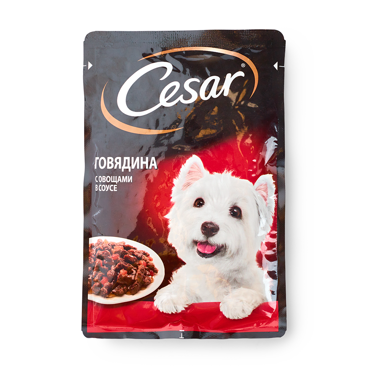 Корм влажный для собак Cesar говядина с овощами в соусе, для взрослых собак любых пород, 85 гр