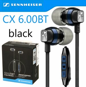 Беспроводные наушники Sennheiser CX 6.00BT In-Ear Wireless black с глубокими басами и микрофоном, Черные